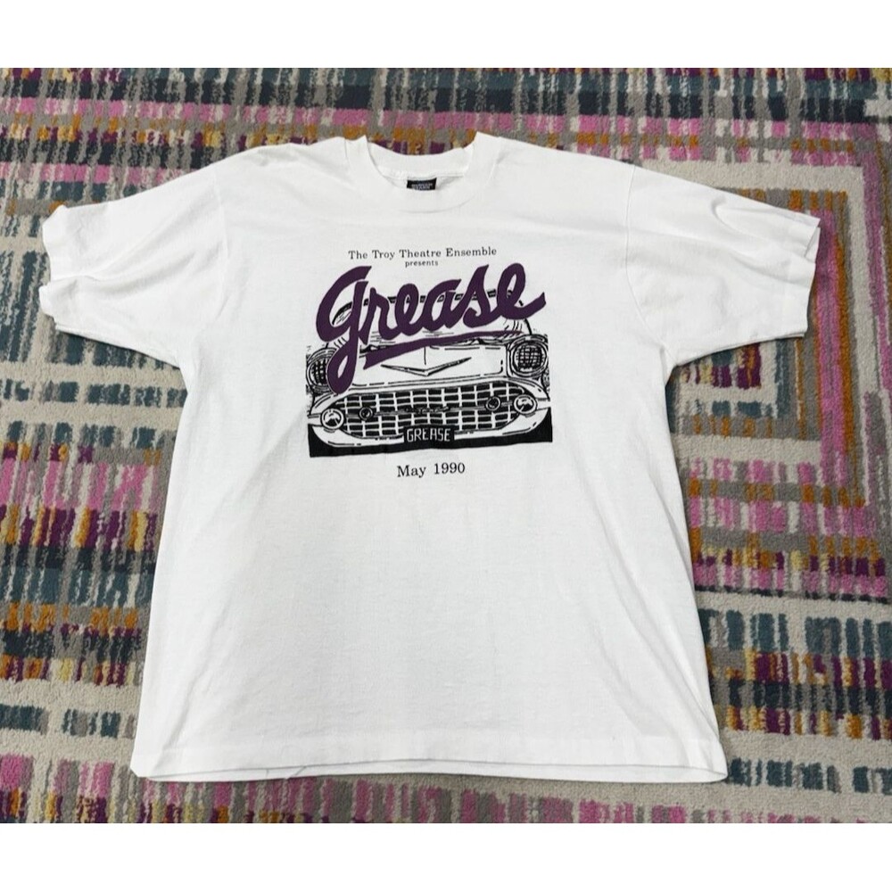 Vintage Single Stitch 1990 TROY THEATRE ENSEMBLE Presents GREASE T Shirt XL
